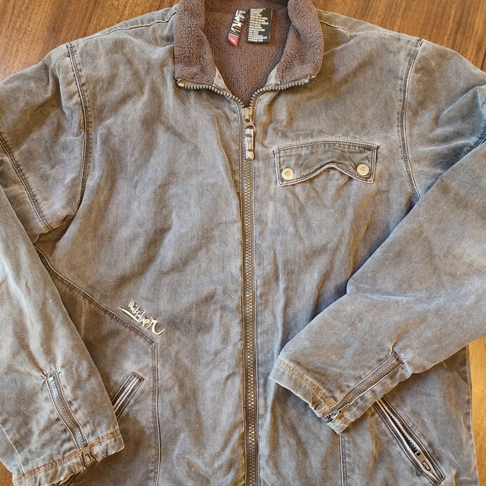 VTG Quiksilver Canvas Work Jacket. Sherpa Fleece Y2K Chore Utility Surf Outdoors